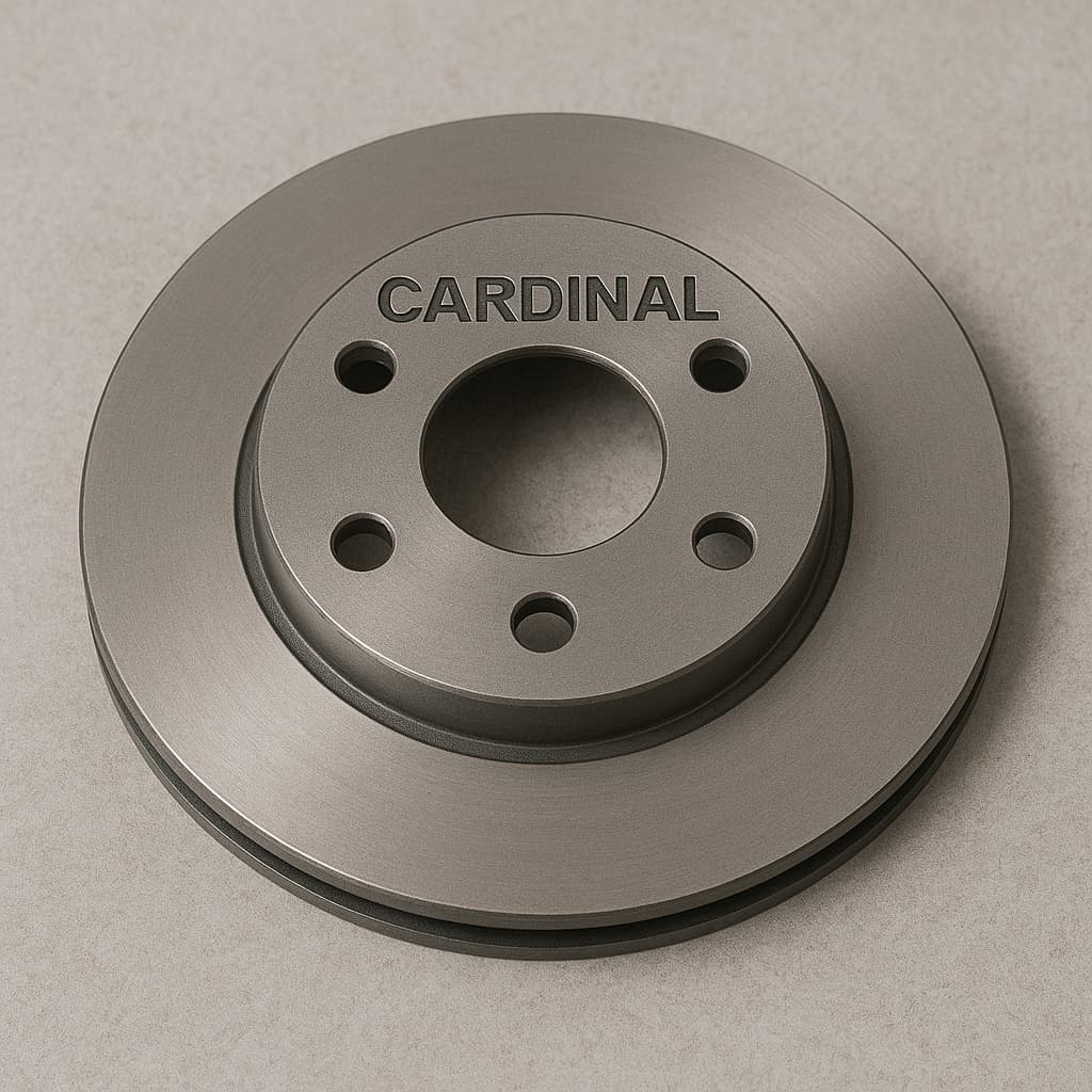 در این تصویر، دیسک ترمز برند کاردینال (CARDINAL) مشاهده میشود که با طراحی دقیق و کیفیت ساخت بالا تولید شده است. این دیسک با سطح صیقلی و پانچهای استاندارد، مناسب خودروهای سواری بوده و گزینهای ایدهآل برای ترمزگیری مطمئن در شرایط شهری و جادهای به شمار میرود.