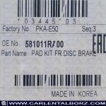 alt="Kia Cerato Front Brake Pads PMC Korea"